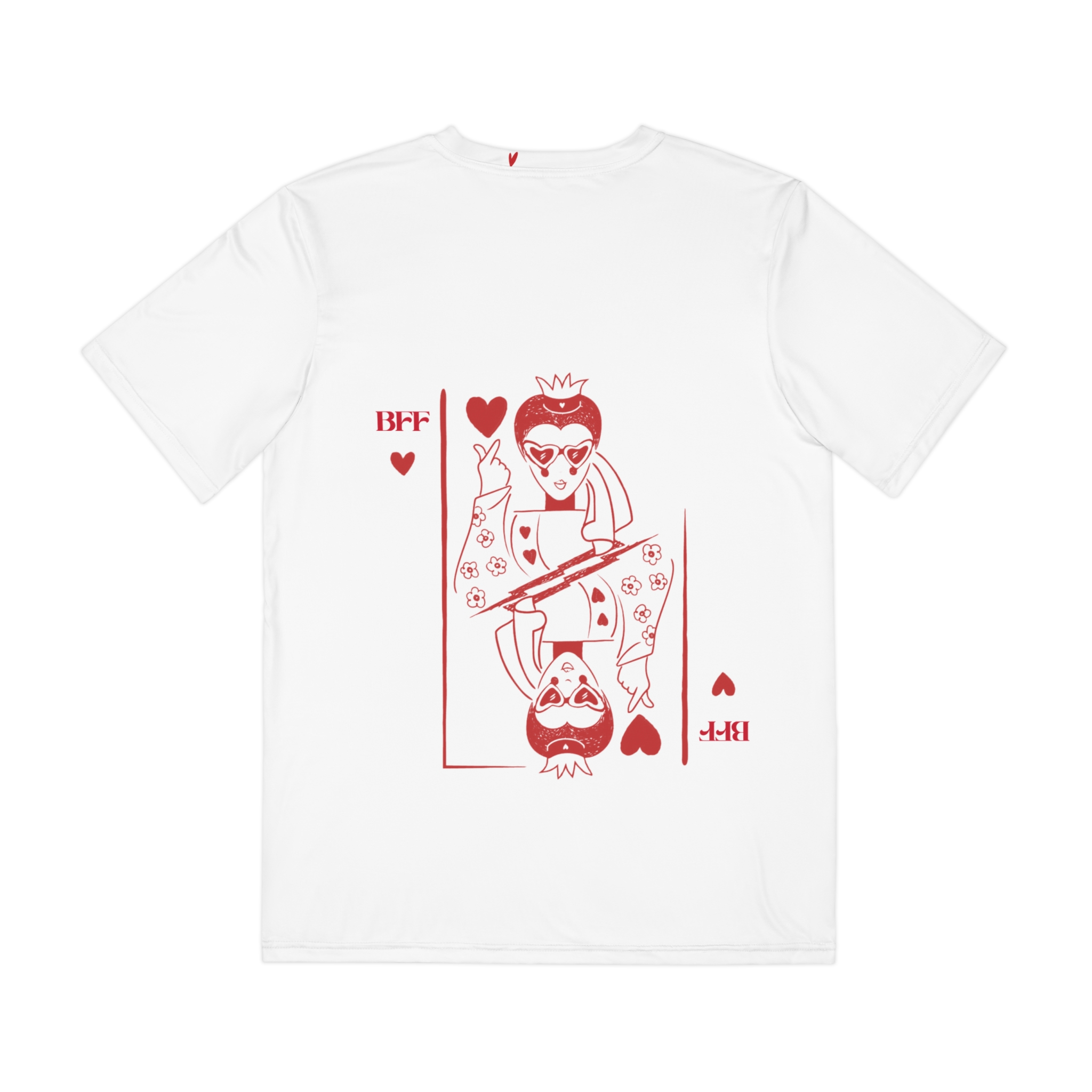 Queen of Hearts Playing Card Tee — BFF Graphic Men’s Polyester Shirt – Image 2