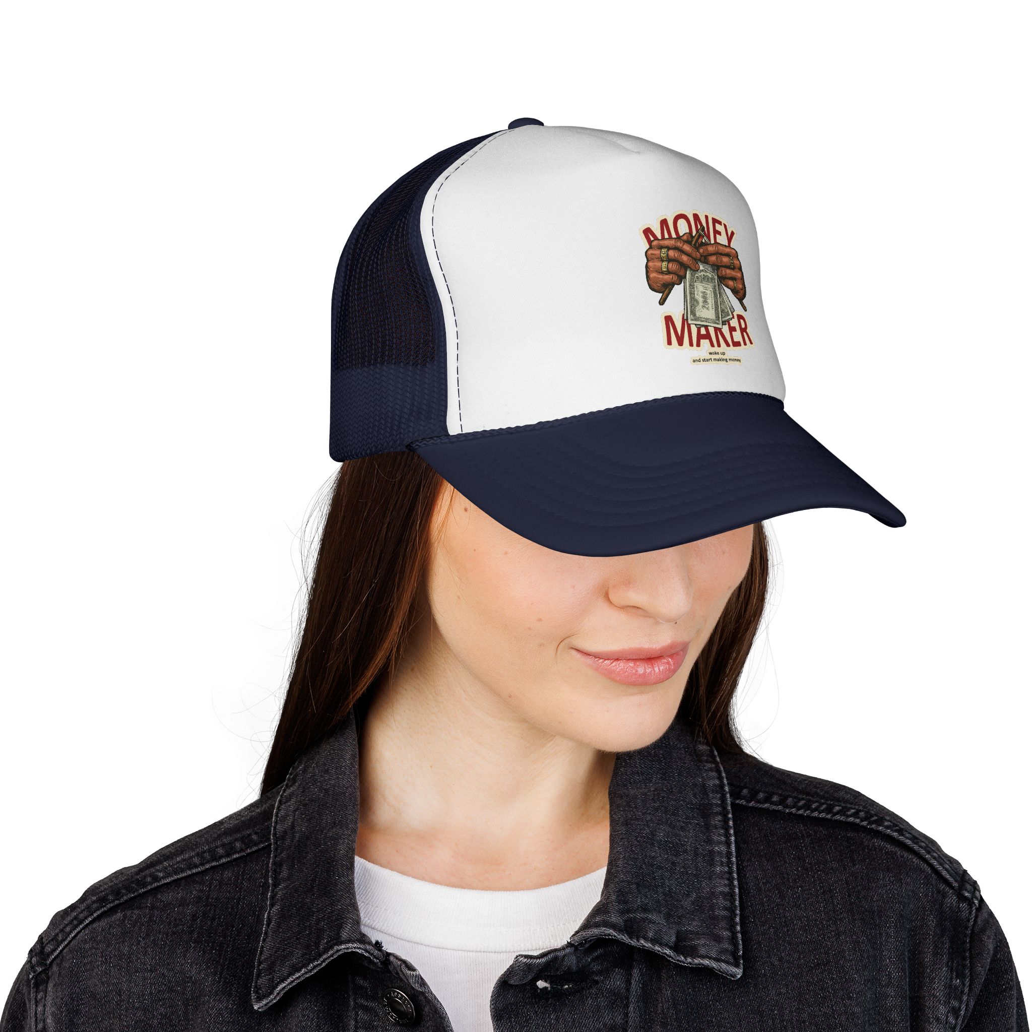 Copy of Money Maker Trucker Hat — Vintage Cash Hands Mesh Cap – Image 12
