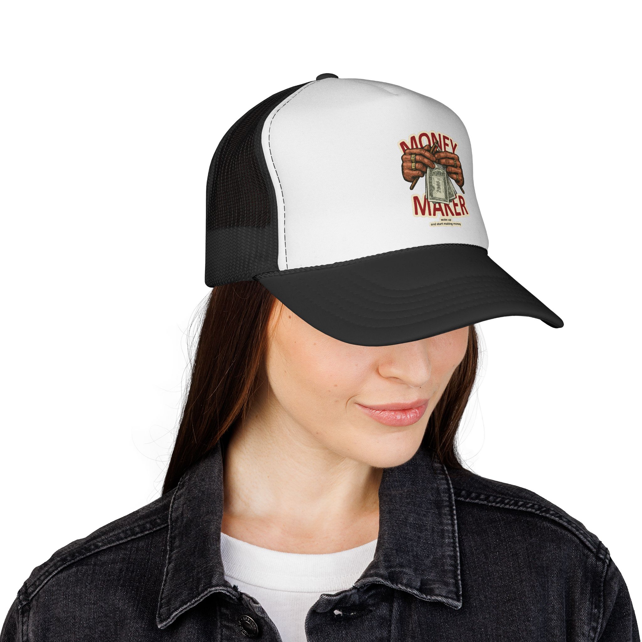 Copy of Money Maker Trucker Hat — Vintage Cash Hands Mesh Cap – Image 8