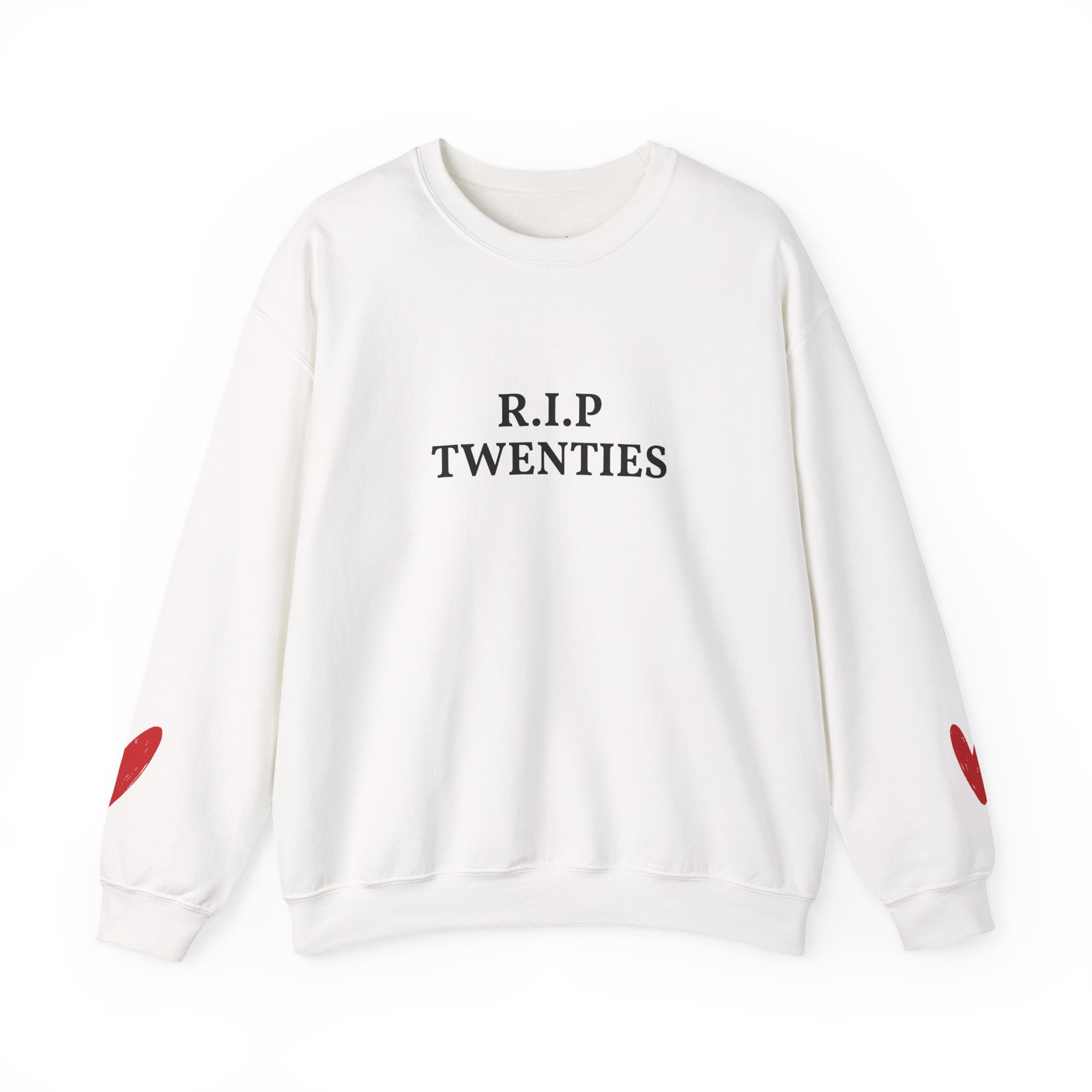 R.I.P. Twenties Crewneck Sweatshirt — Heart Elbow Patch Retro Pullover