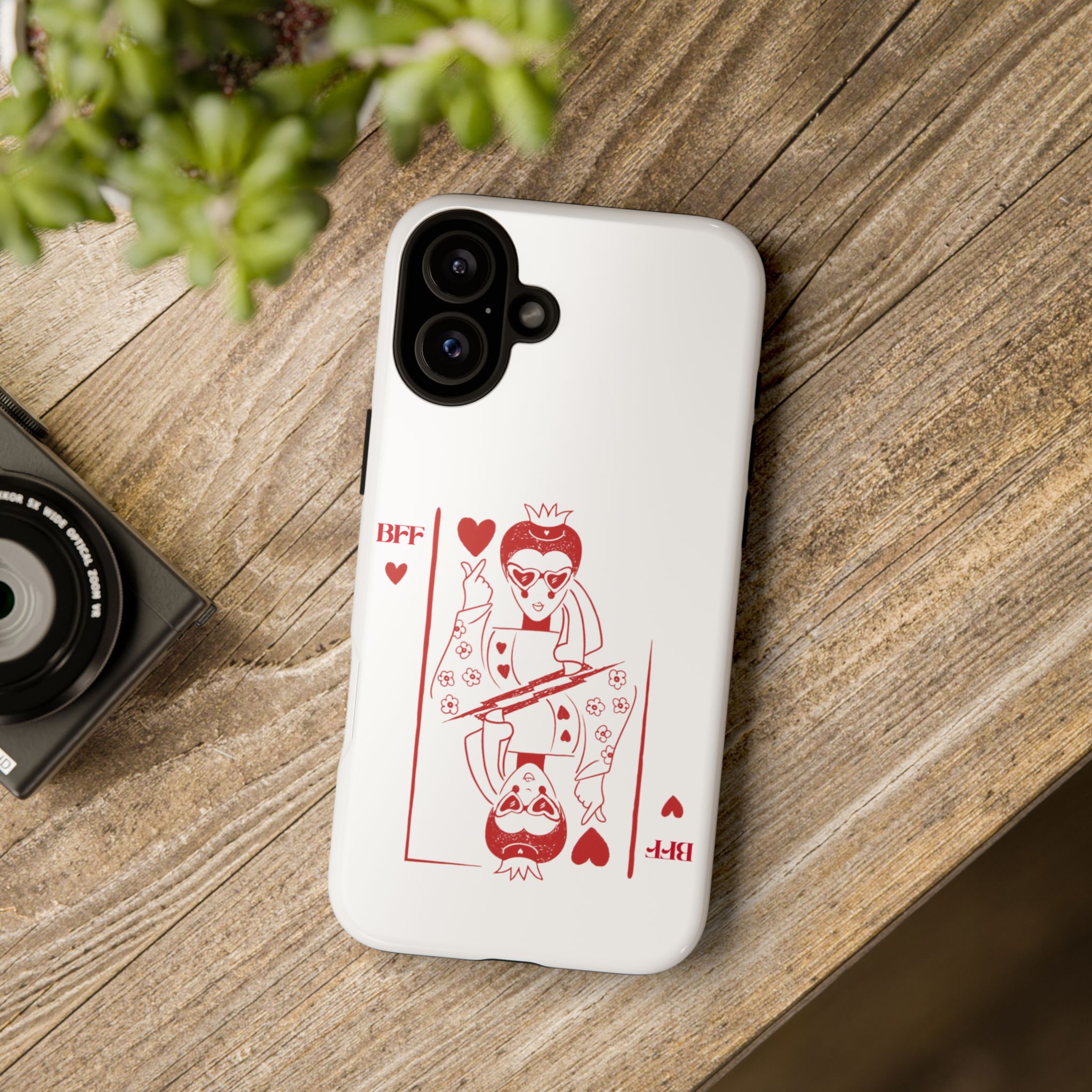 Queen of Hearts Playing Card Phone Case — BFF Red Illustration