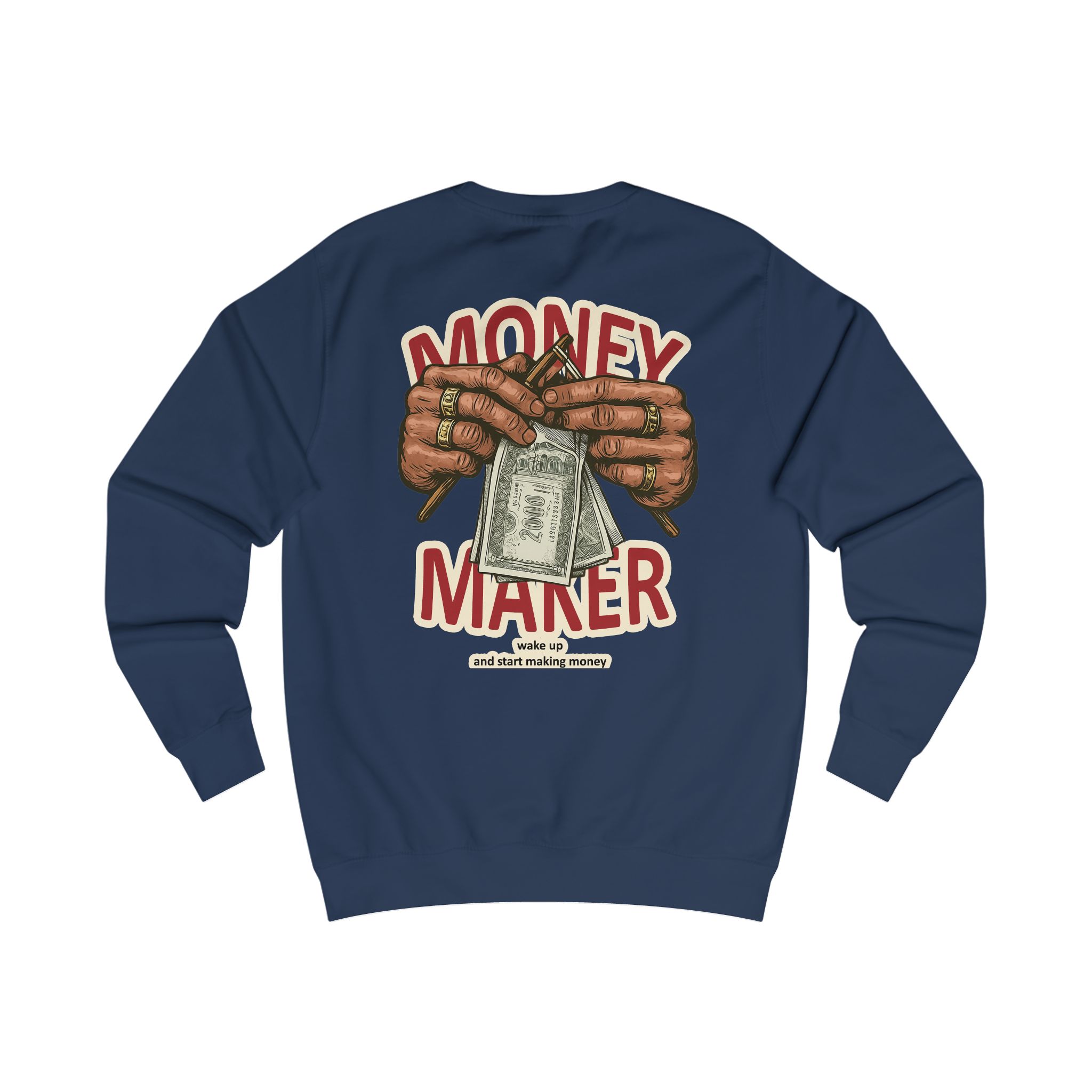Money Maker Sweatshirt — Graphic Back Print Hustle Crewneck – Image 28