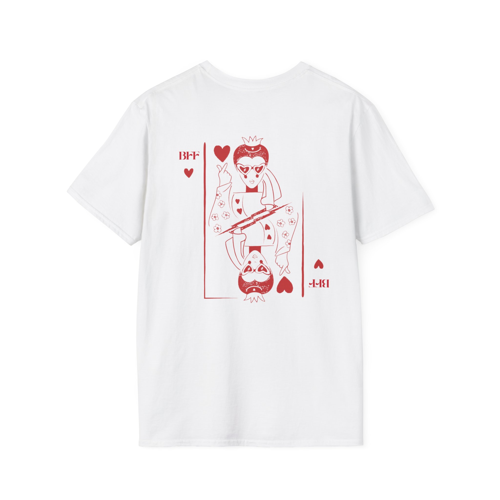 Queen of Hearts Playing Card T‑Shirt — Red Vintage Card Graphic – Image 2