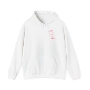 Playing Card Hearts Hoodie — Pink Queen of Hearts Back Graphic